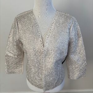 Nic + Zoe New Shimmered Metallic Lace Jacket L NWT